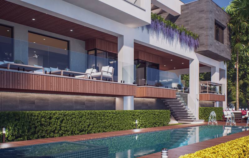 Crescendo loggia above the pool
