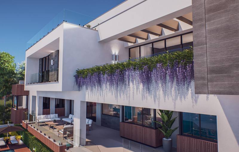 Crescendo terrace with hanging wisteria