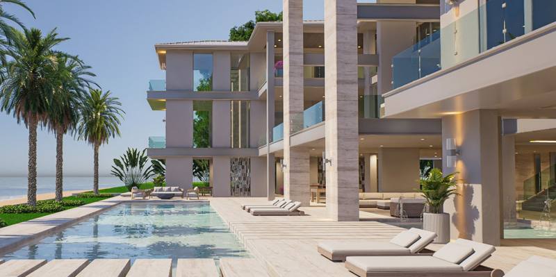 Villa Modena pool terrace facing the Gulf